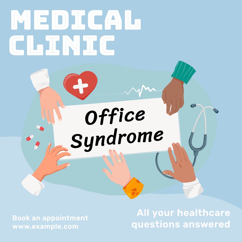 Medical clinic Instagram post template, editable text