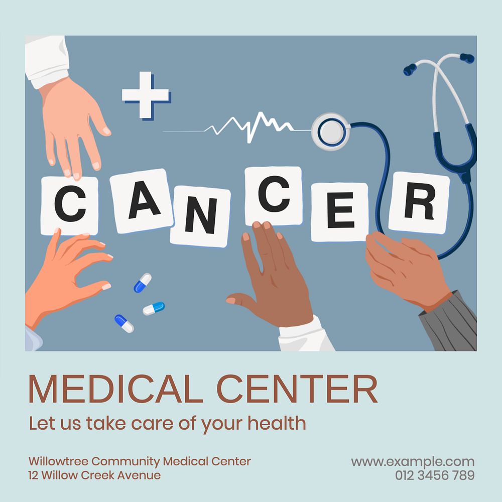 Medical center Instagram post template, editable text