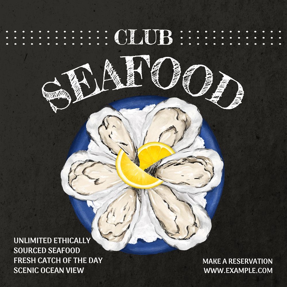 Seafood restaurant  Instagram post template, editable text