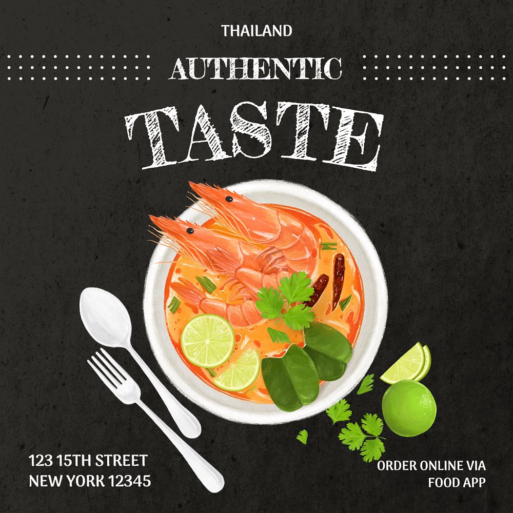 Authentic taste  Instagram post template, editable text