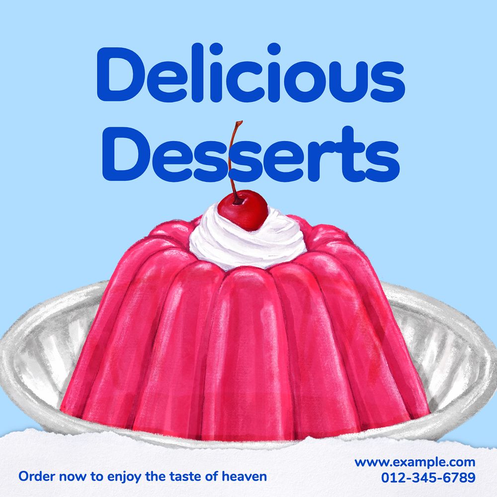 Delicious dessert  Instagram post template, editable text