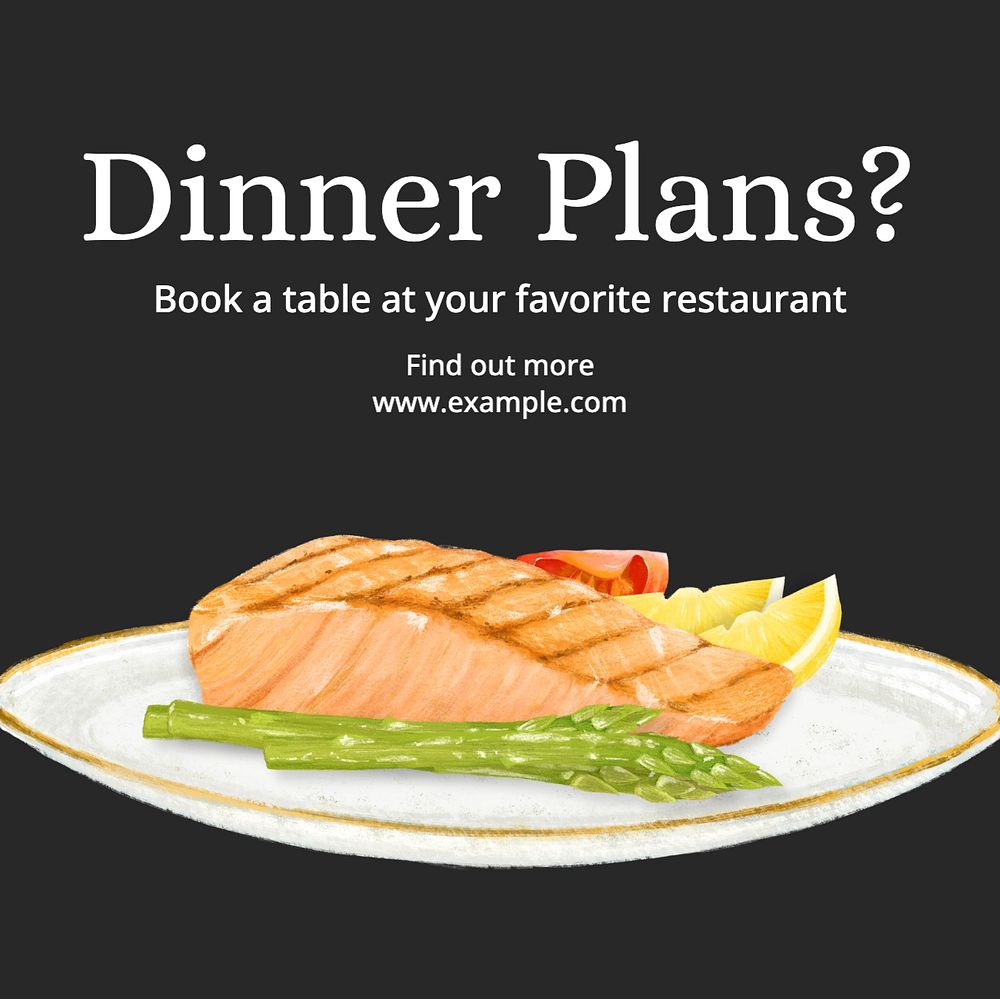 Dinner plans  Instagram post template, editable text