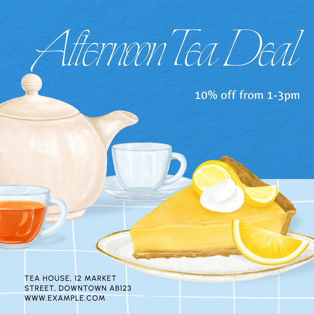 Afternoon tea deal  Instagram post template, editable text