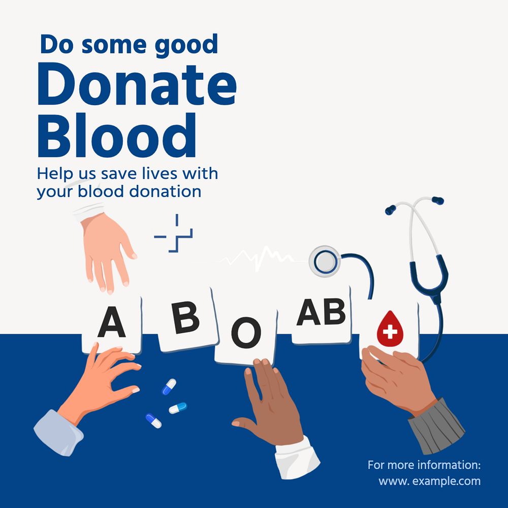 Blood donation Instagram post template, editable text