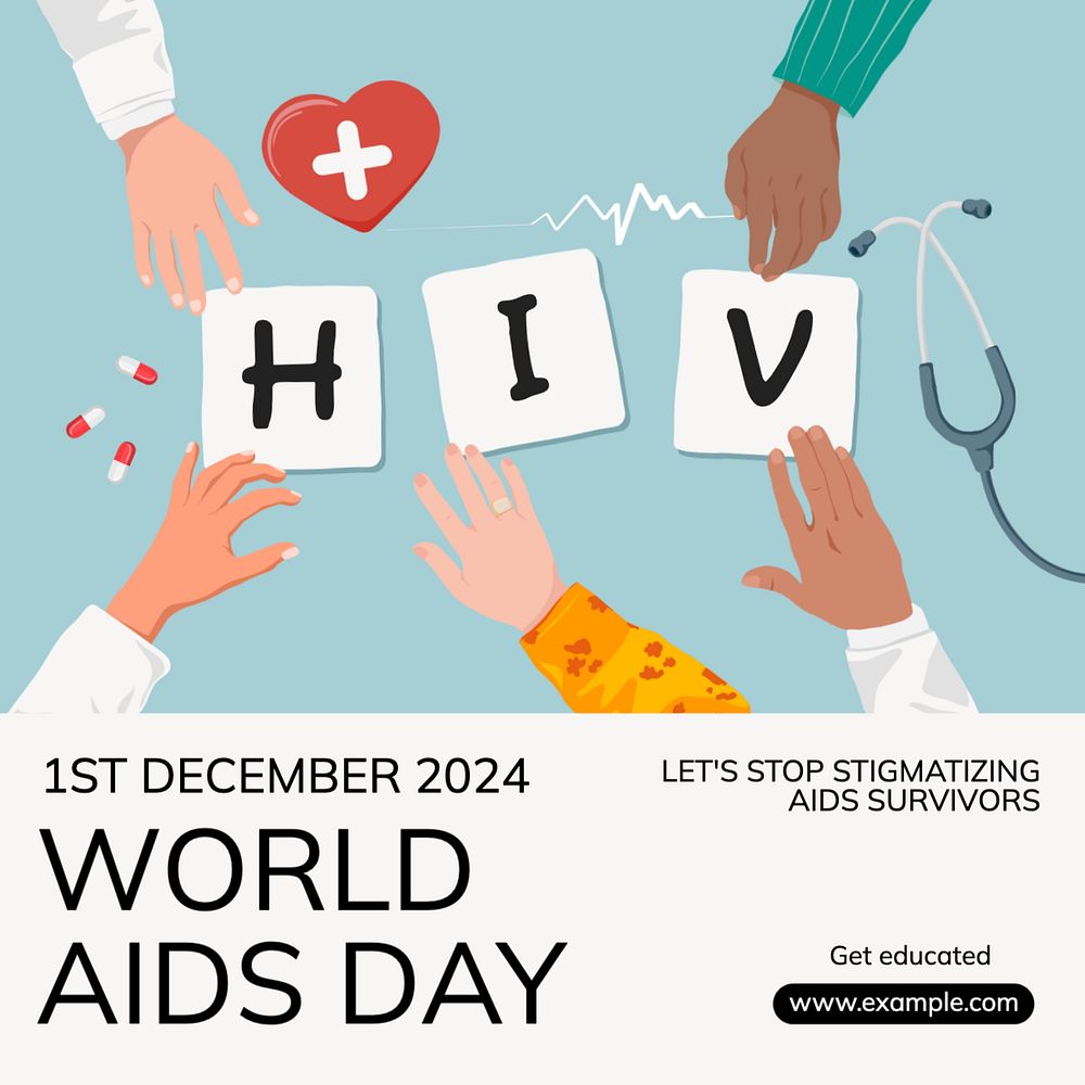 World Aids day Instagram post template, editable text