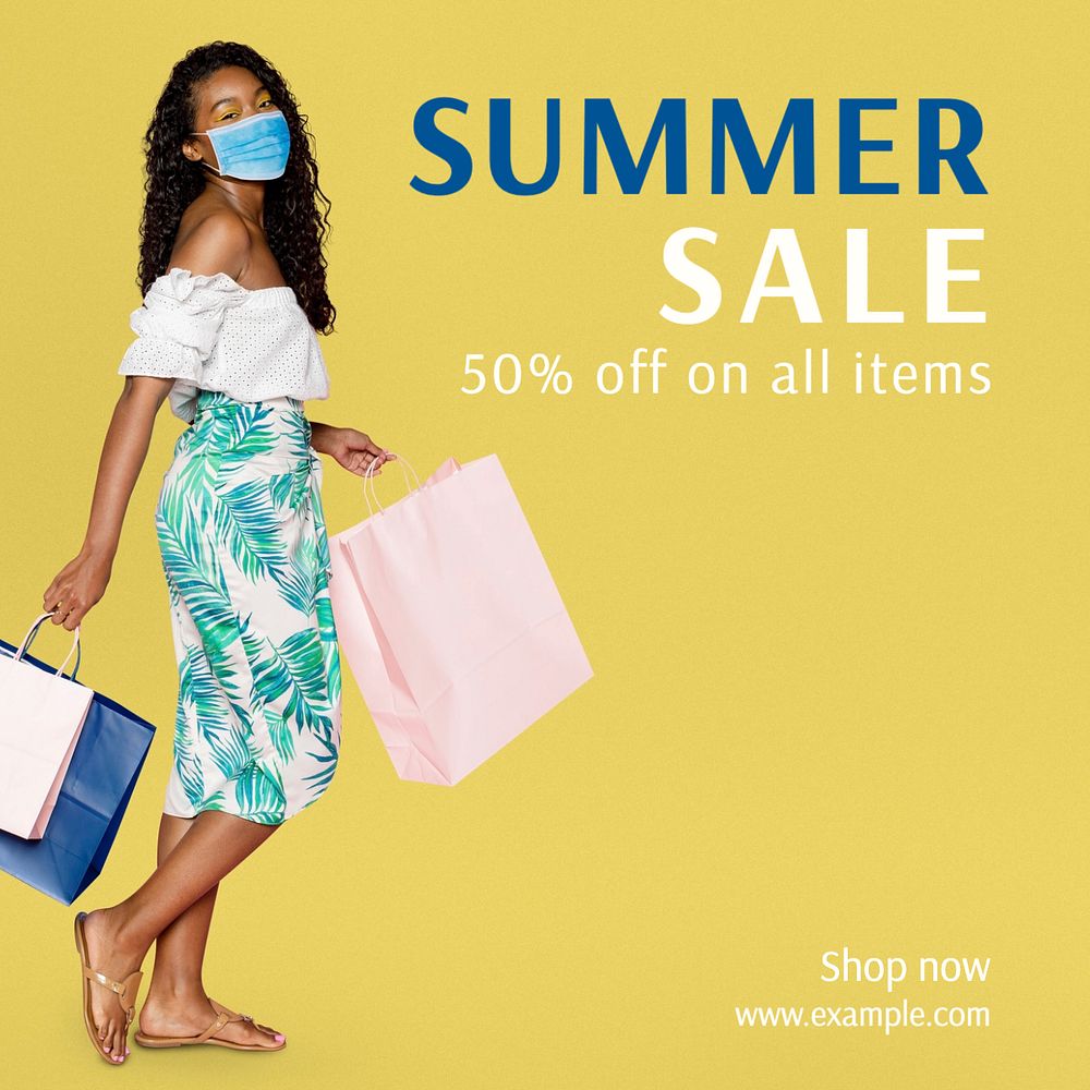 Summer Sale Instagram post template, editable text