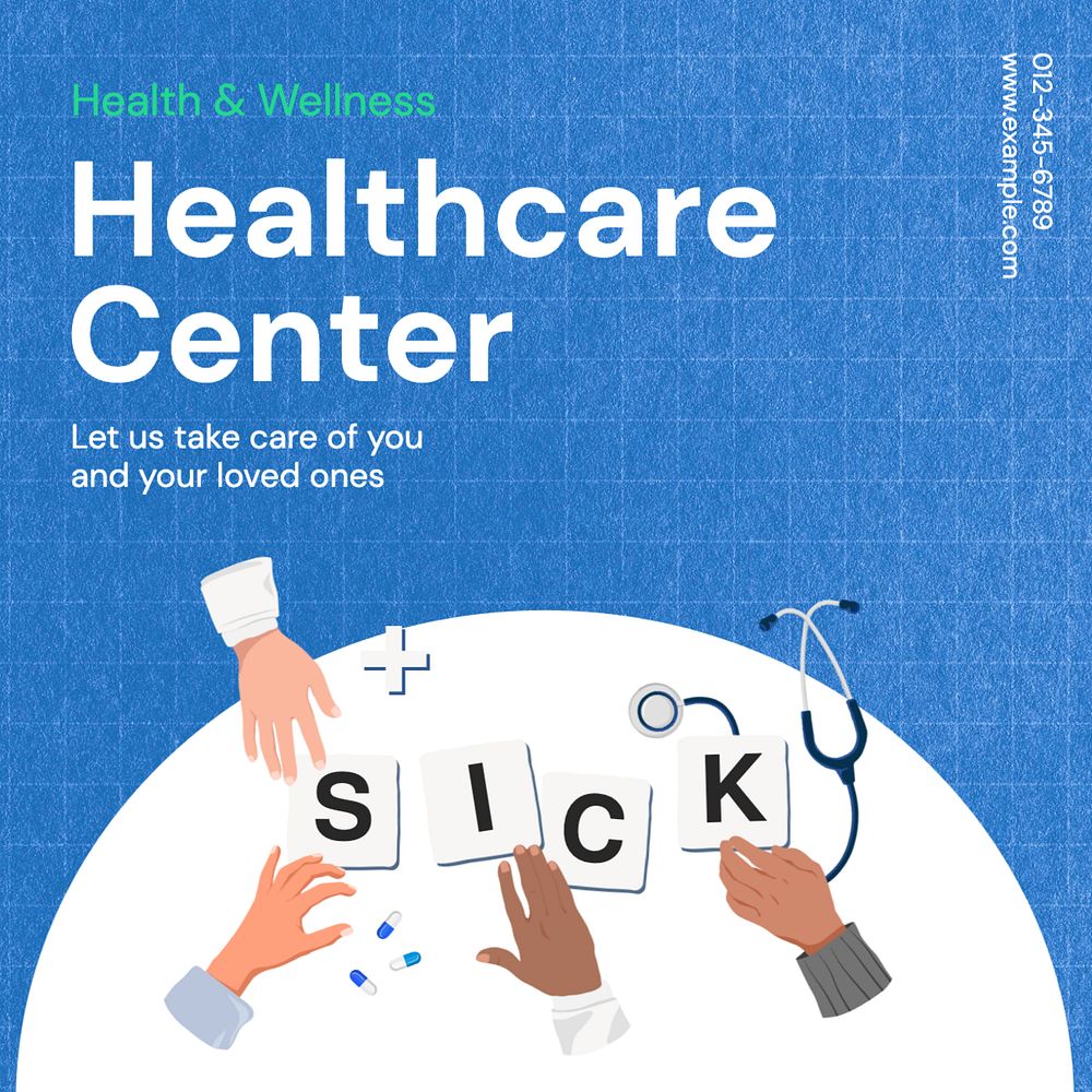 Healthcare center Instagram post template, editable text