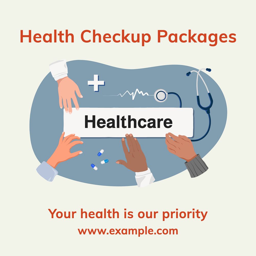 Health checkup packages Instagram post template, editable text