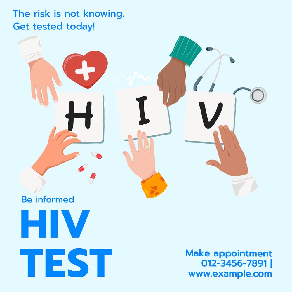 HIV test Instagram post template, editable text