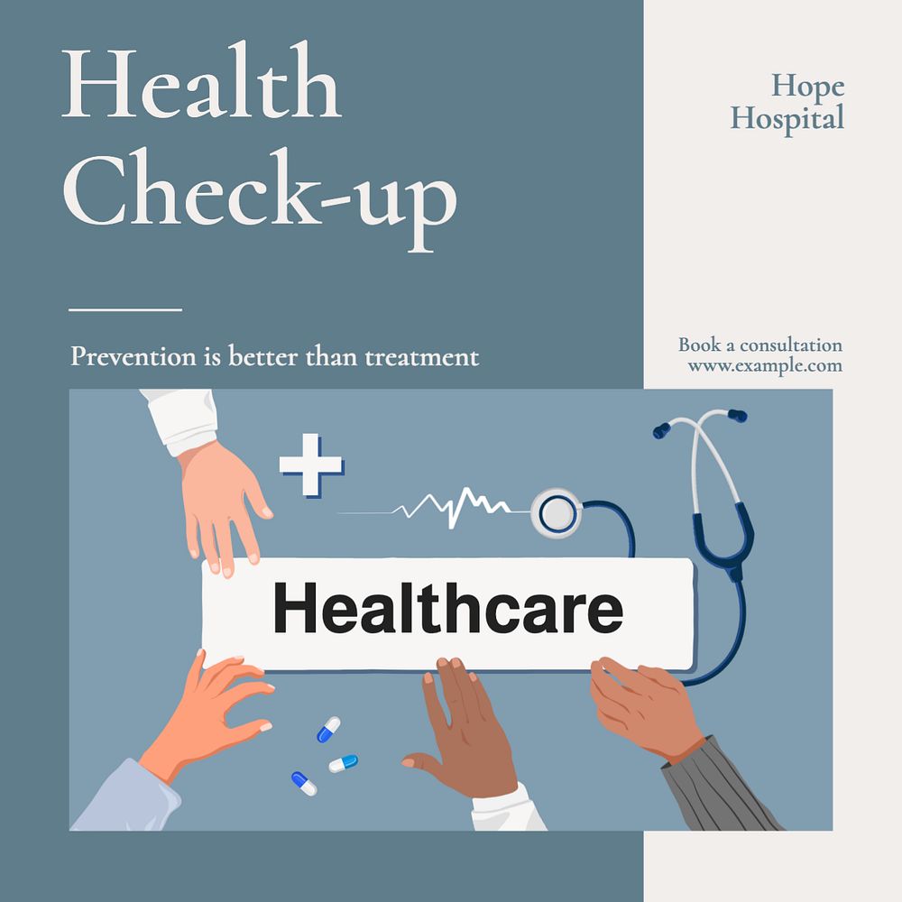 Health check-up Instagram post template, editable text