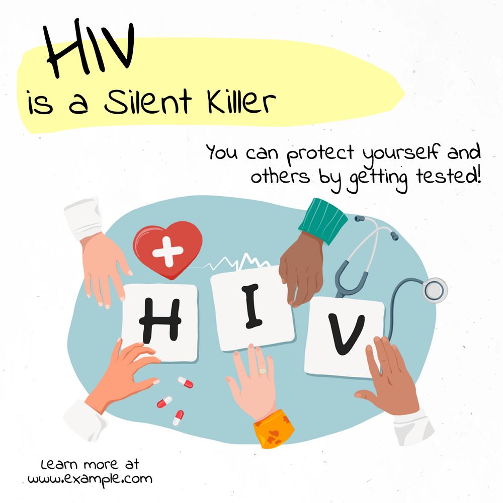 HIV awareness Instagram post template, editable text