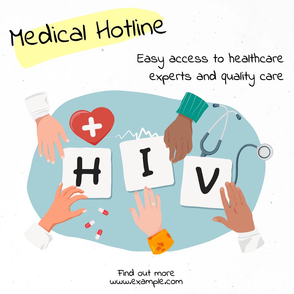 Medical hotline Instagram post template, editable text