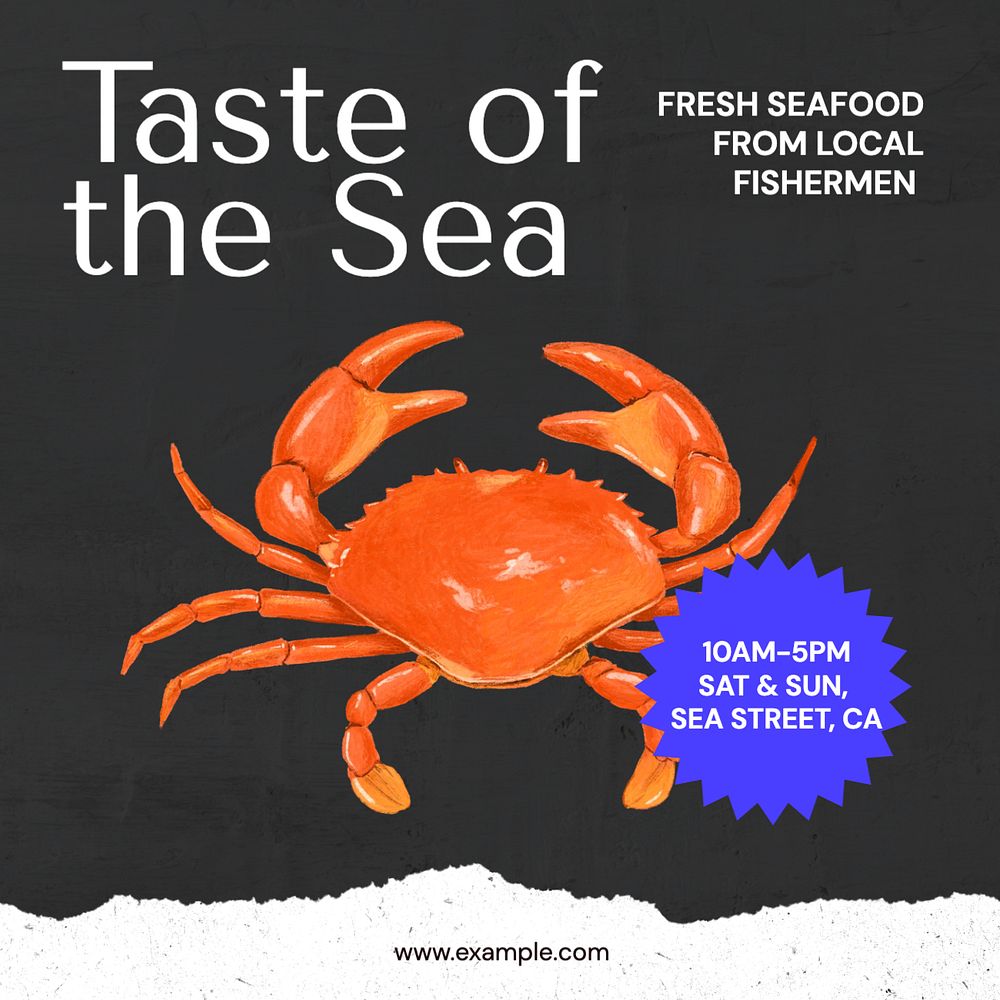 Taste of sea  Instagram post template, editable text