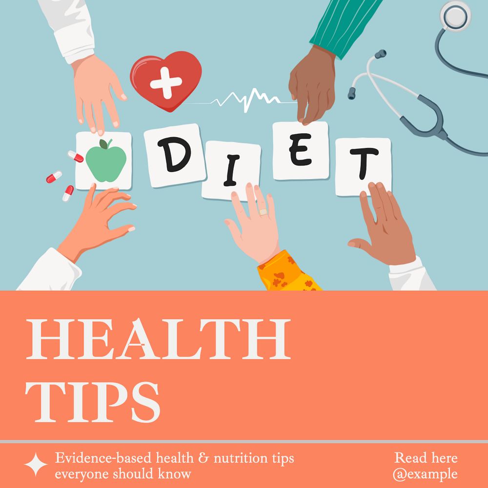 Health tips Instagram post template, editable text