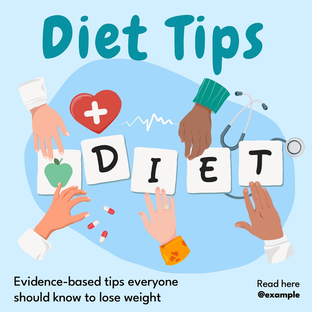 Diet tips Instagram post template, editable text