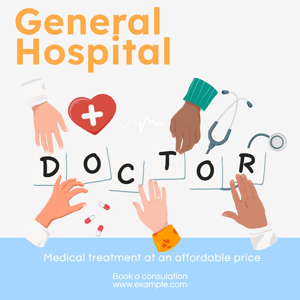 General hospital Instagram post template, editable text