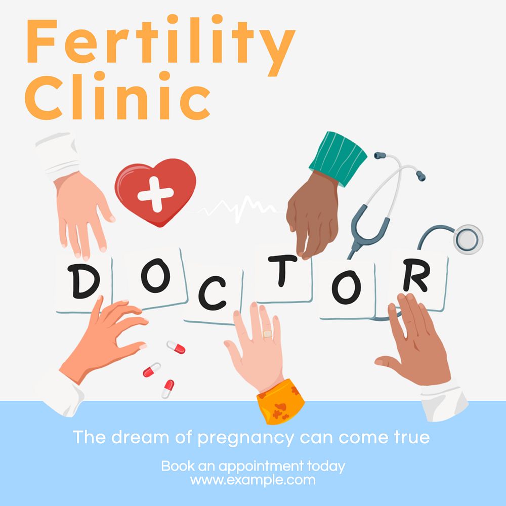 Fertility clinic Instagram post template, editable text