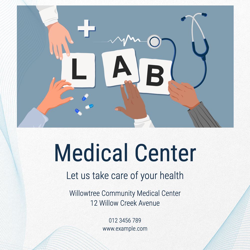 Medical center Instagram post template, editable text