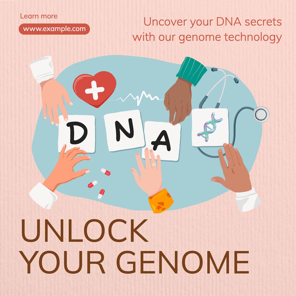 DNA technology Instagram post template, editable text