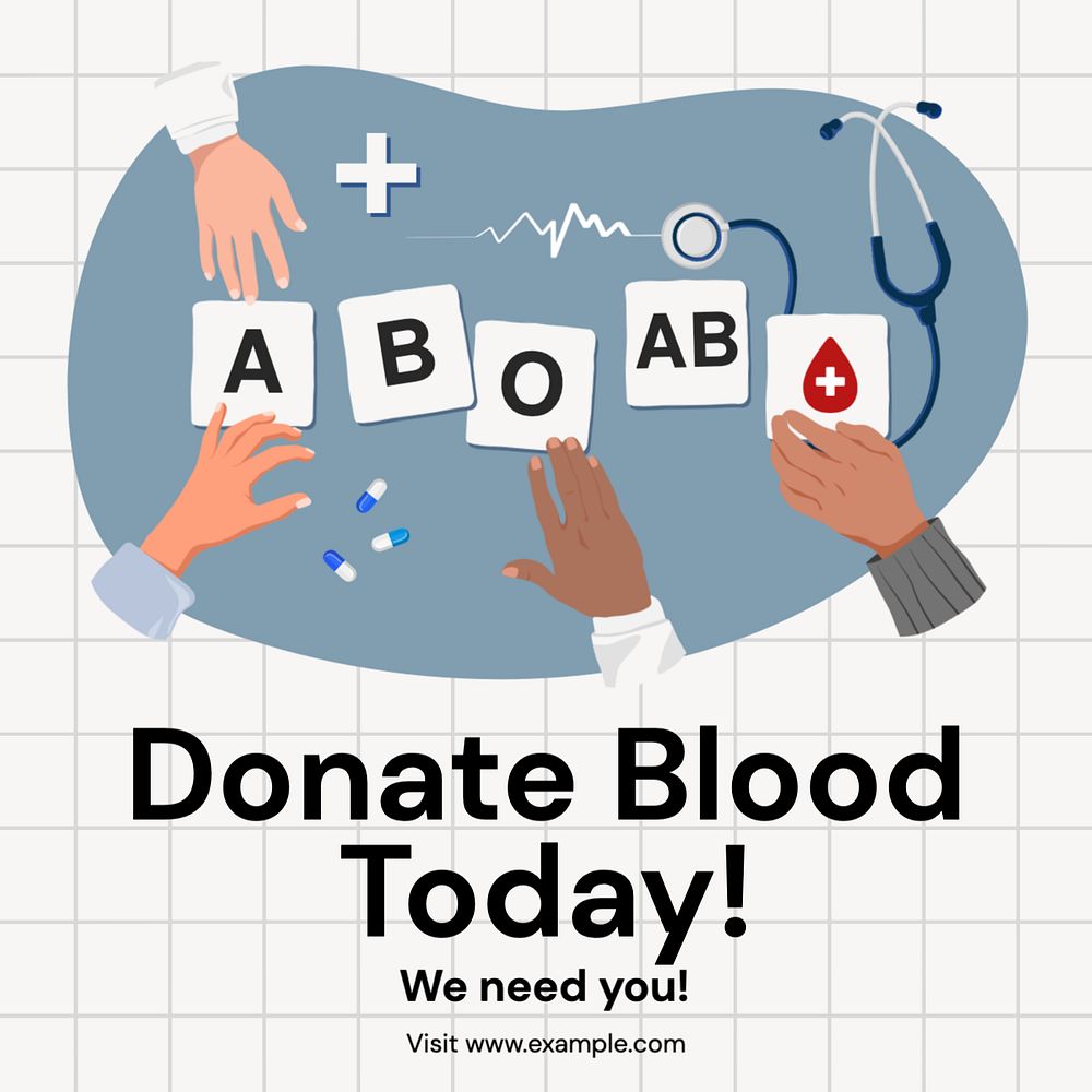 Blood donation Instagram post template, editable text