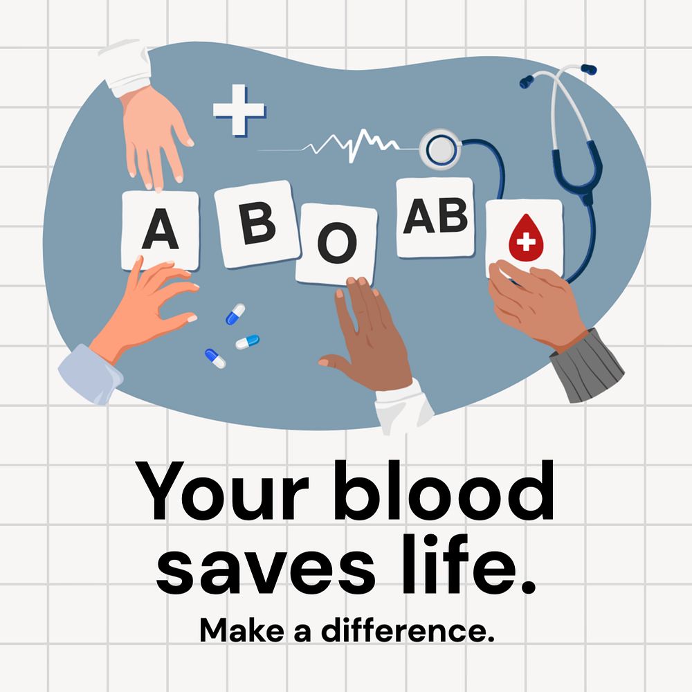 Blood donation Instagram post template, editable text