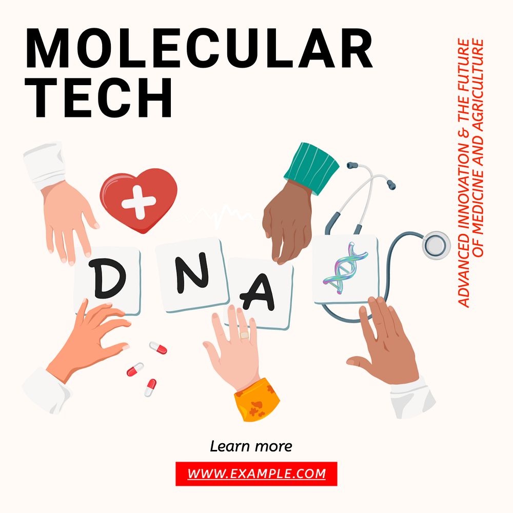 Molecular tech Instagram post template, editable text