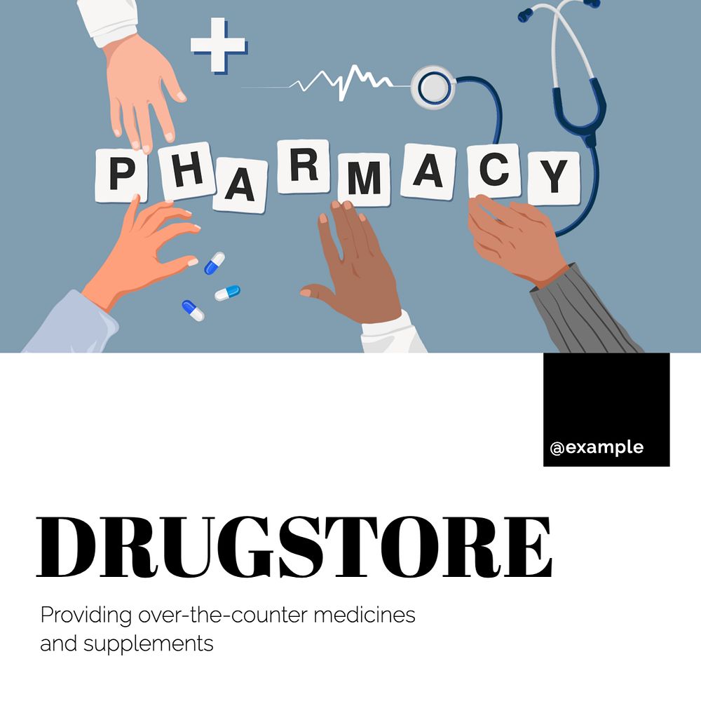 Drugstore Instagram post template, editable text