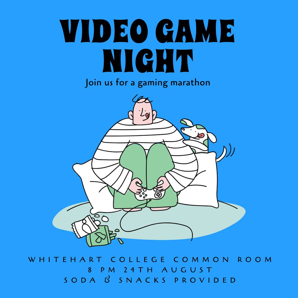 Video game night Instagram post template, editable text