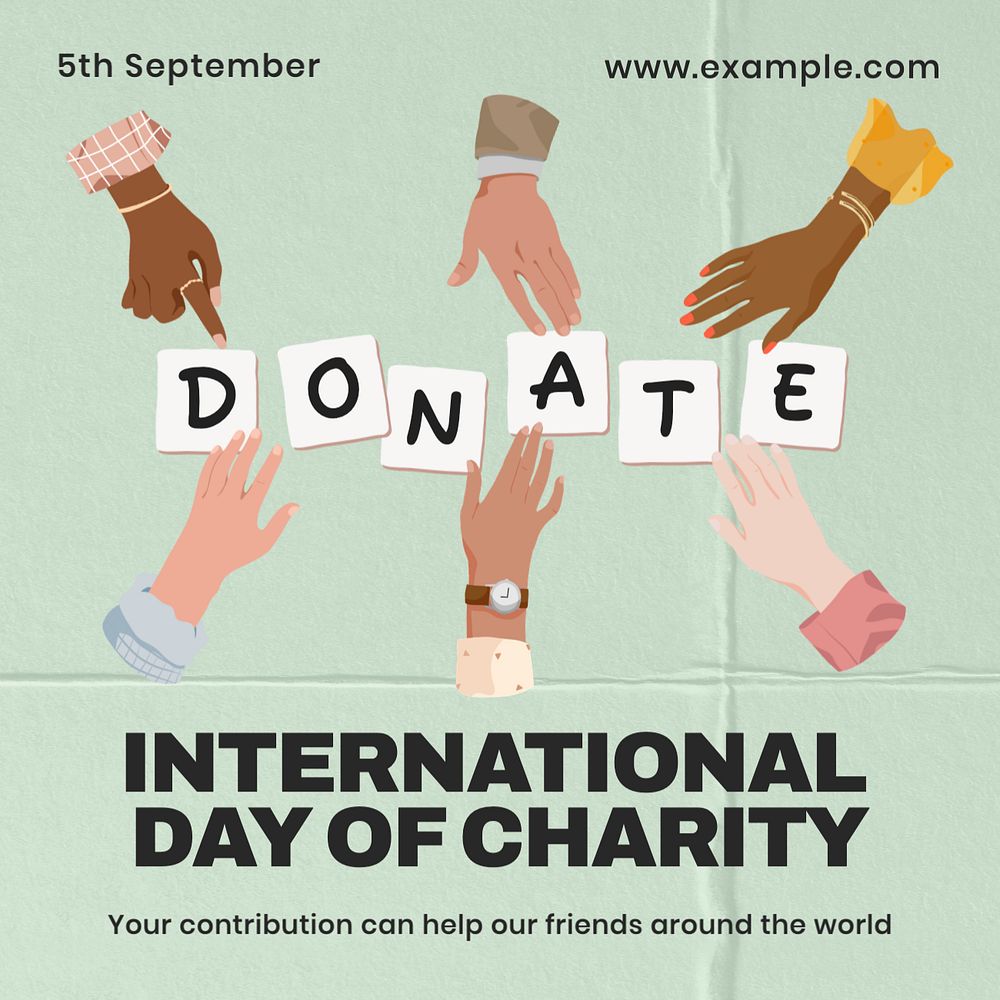 Day of charity Instagram post template, editable text