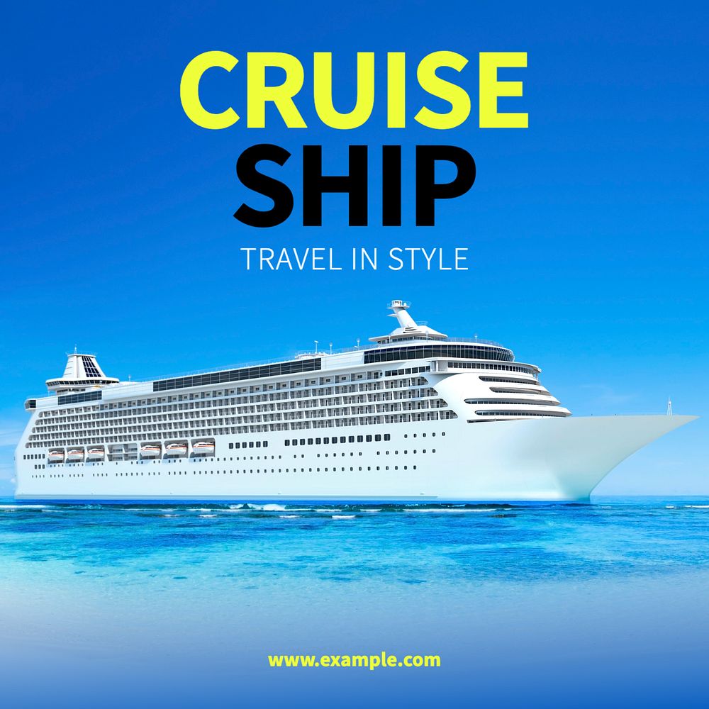 Cruise ship Instagram post template, editable text