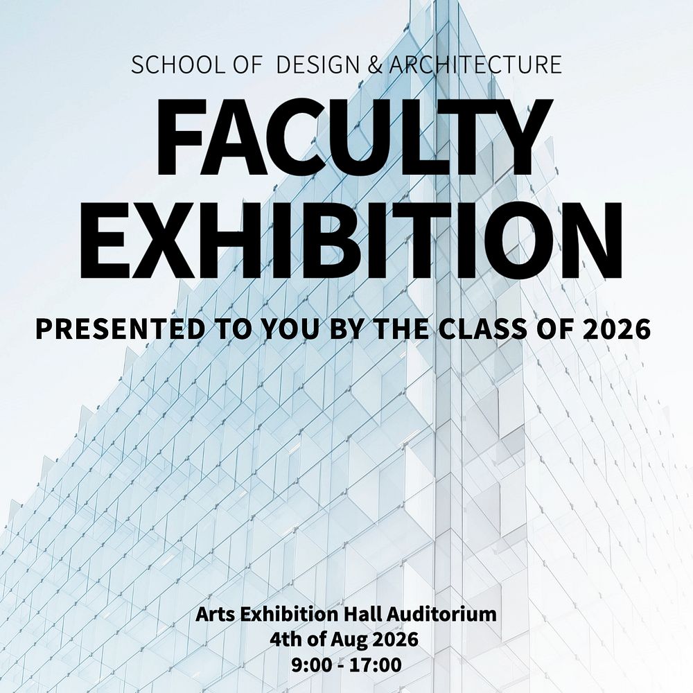 Faculty exhibition Instagram post template, editable text