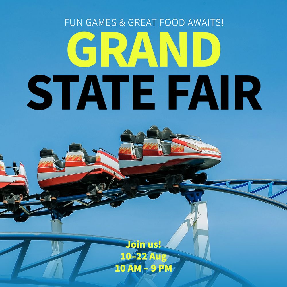 Grand state fair Instagram post template, editable text