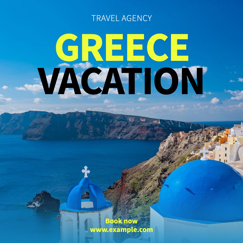 Greece vacation Instagram post template, editable text