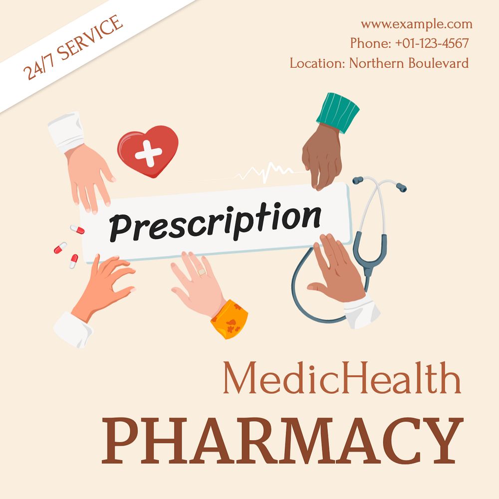 Pharmacy Instagram post template, editable text