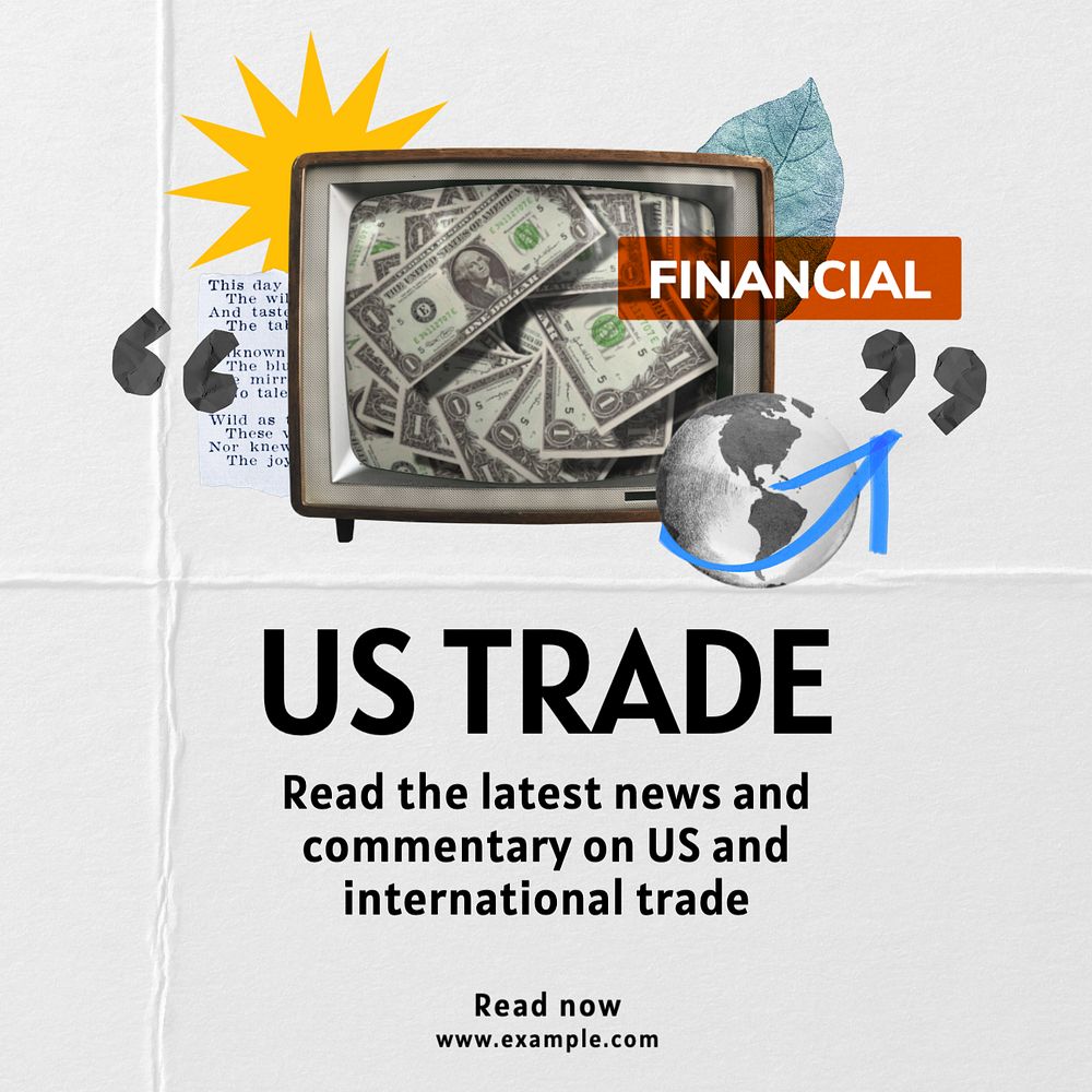 US trade news Instagram post template, editable text