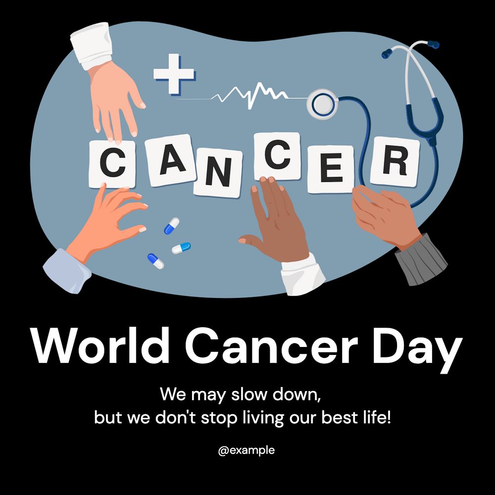 World cancer day Instagram post template, editable text