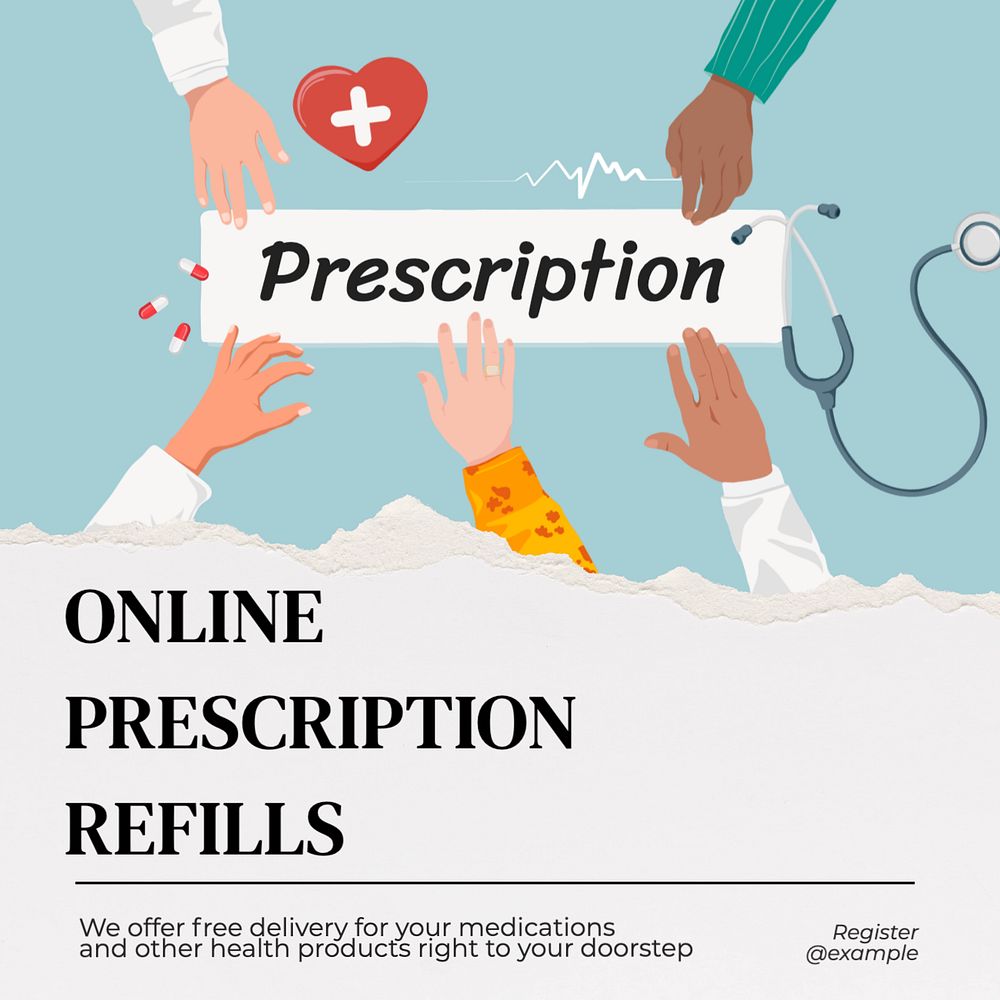 Prescription refill Instagram post template, editable text