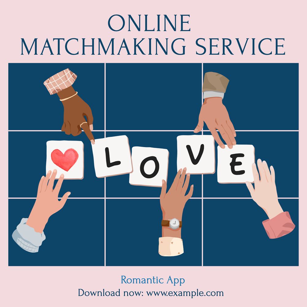 Dating app match Instagram post template, editable text