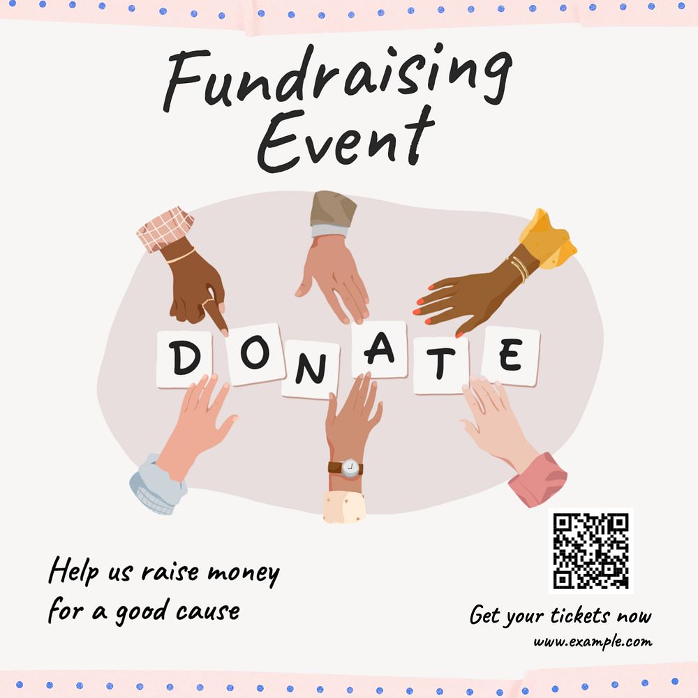 Fundraising event Instagram post template, editable text