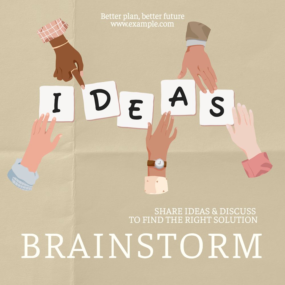 Business brainstorm Instagram post template, editable text