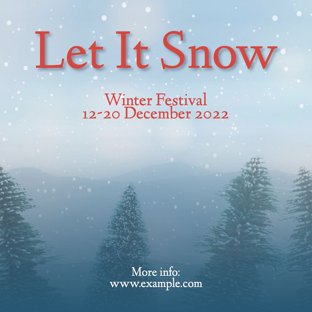 Winter snow festival Instagram post template, editable text