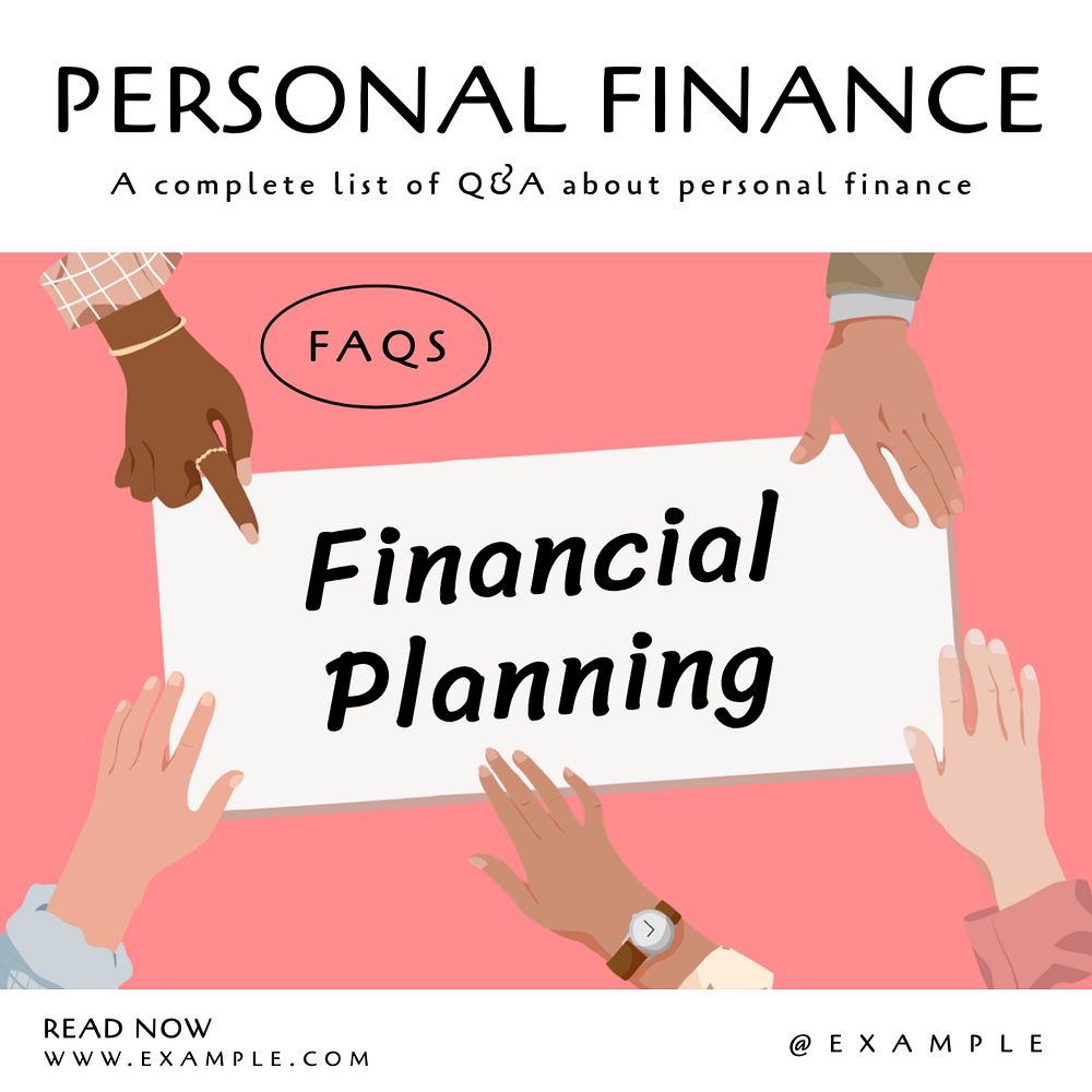 Finance faq Instagram post template, editable text