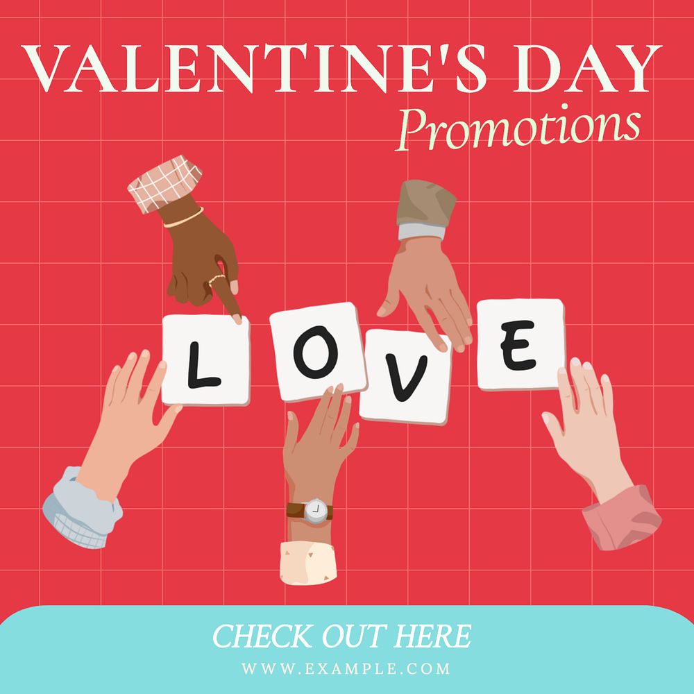 Valentine's day sale Instagram post template, editable text