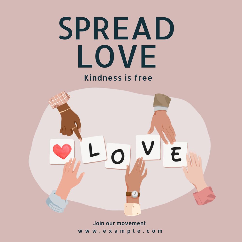 Spread love Instagram post template, editable text