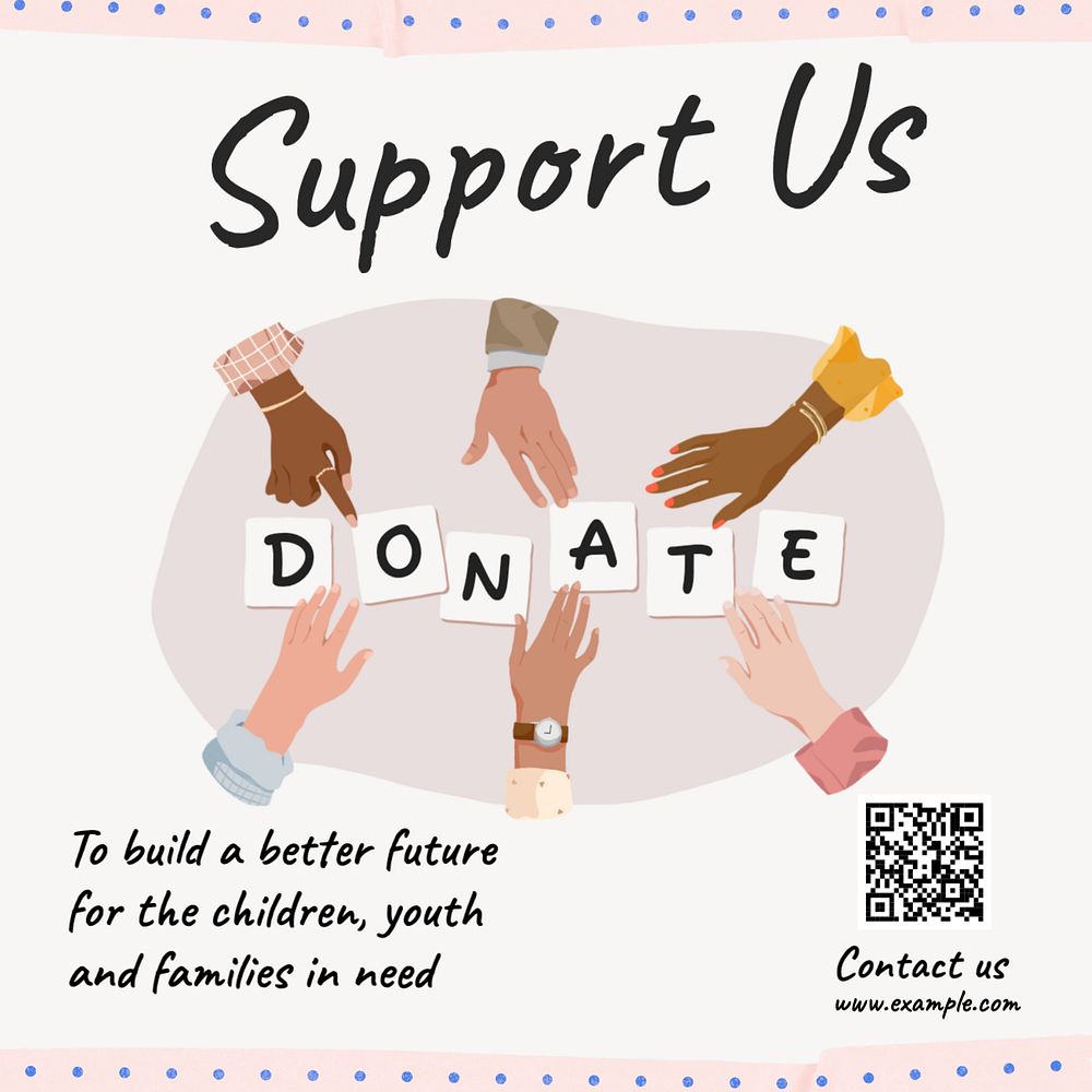 Donation Instagram post template, editable text