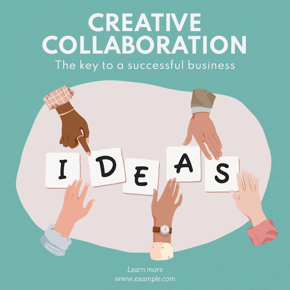 Creative collaboration Instagram post template, editable text