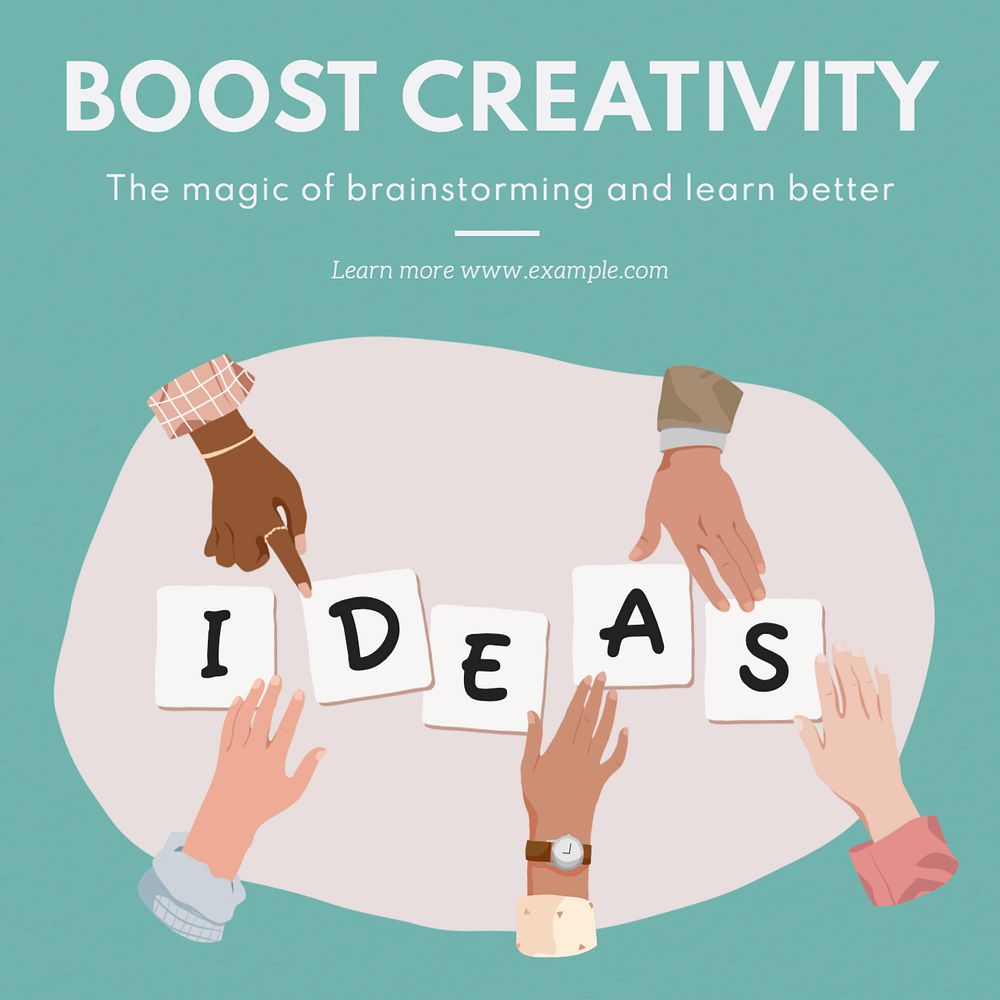 Boost creativity Instagram post template, editable text