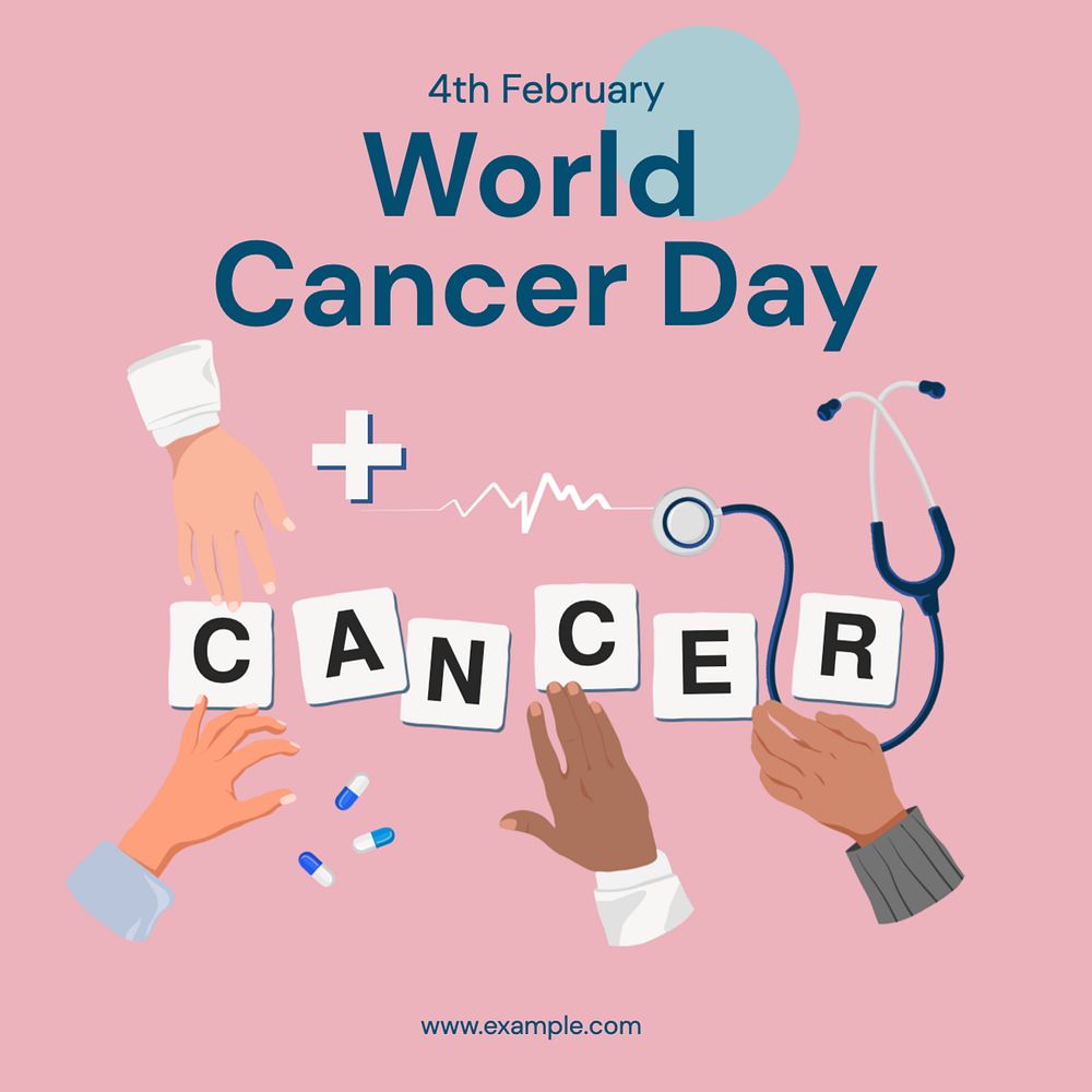 World cancer day Instagram post template, editable text