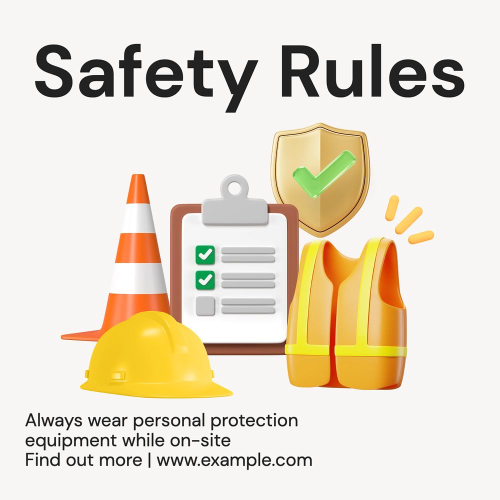 Safety rules Instagram post template, editable text