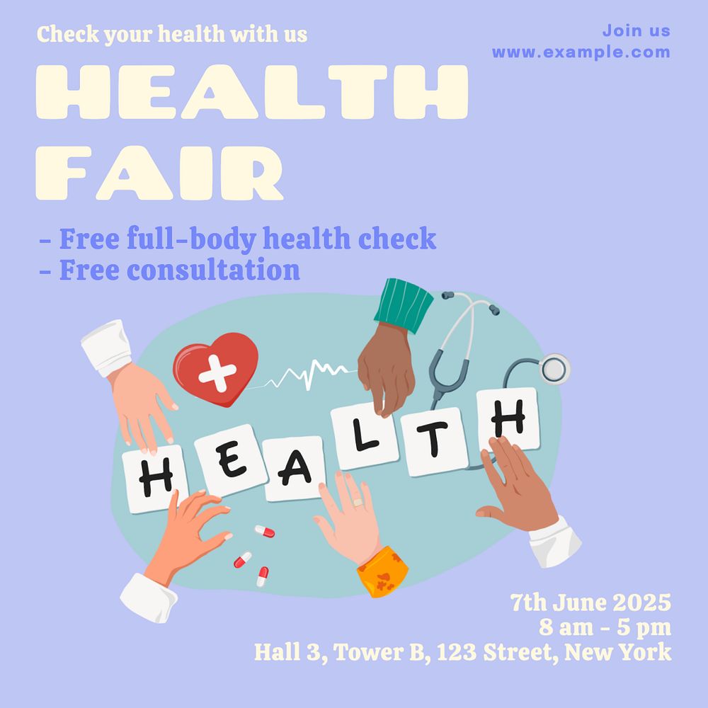 Health fair Instagram post template, editable text